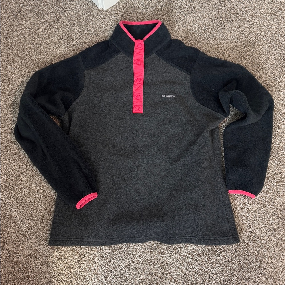 Columbia Charcoal and Pink Fleece Top